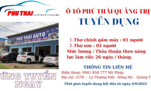 Gara ô tô Phú Thái – Đông Hà – Quảng Trị Tuyển dụng thợ đồng sơn