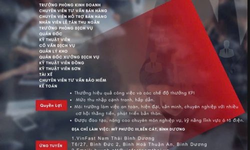 VINFAST NAM THÁI BÌNH DƯƠNG TUYỂN DỤNG